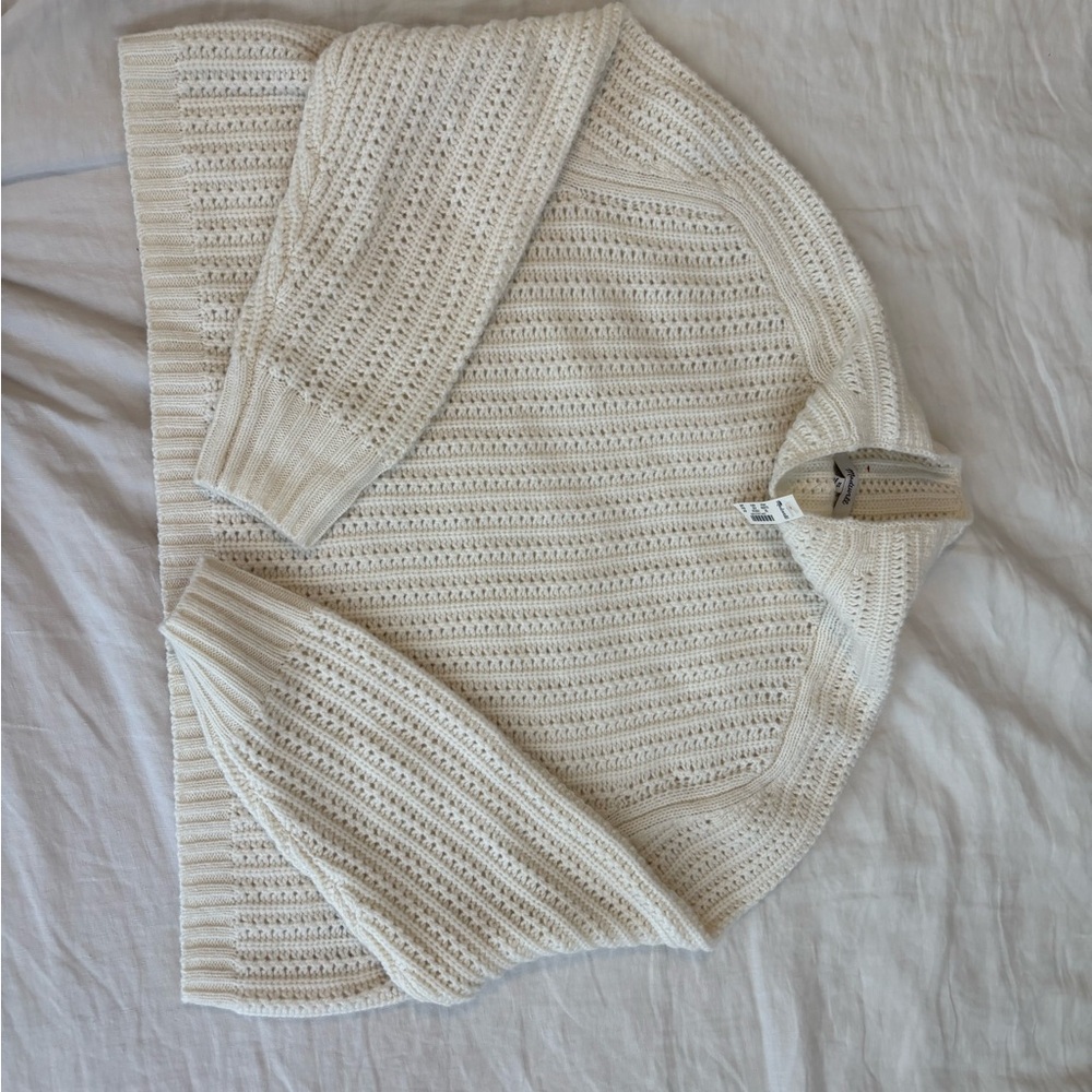 Madewell Cream pointelle stitch mockneck Sweater